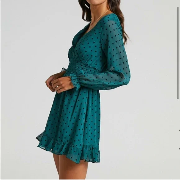 Showpo. | Dresses | Showpo Pretty As You Mini Polka Dot Green Dress |  Poshmark